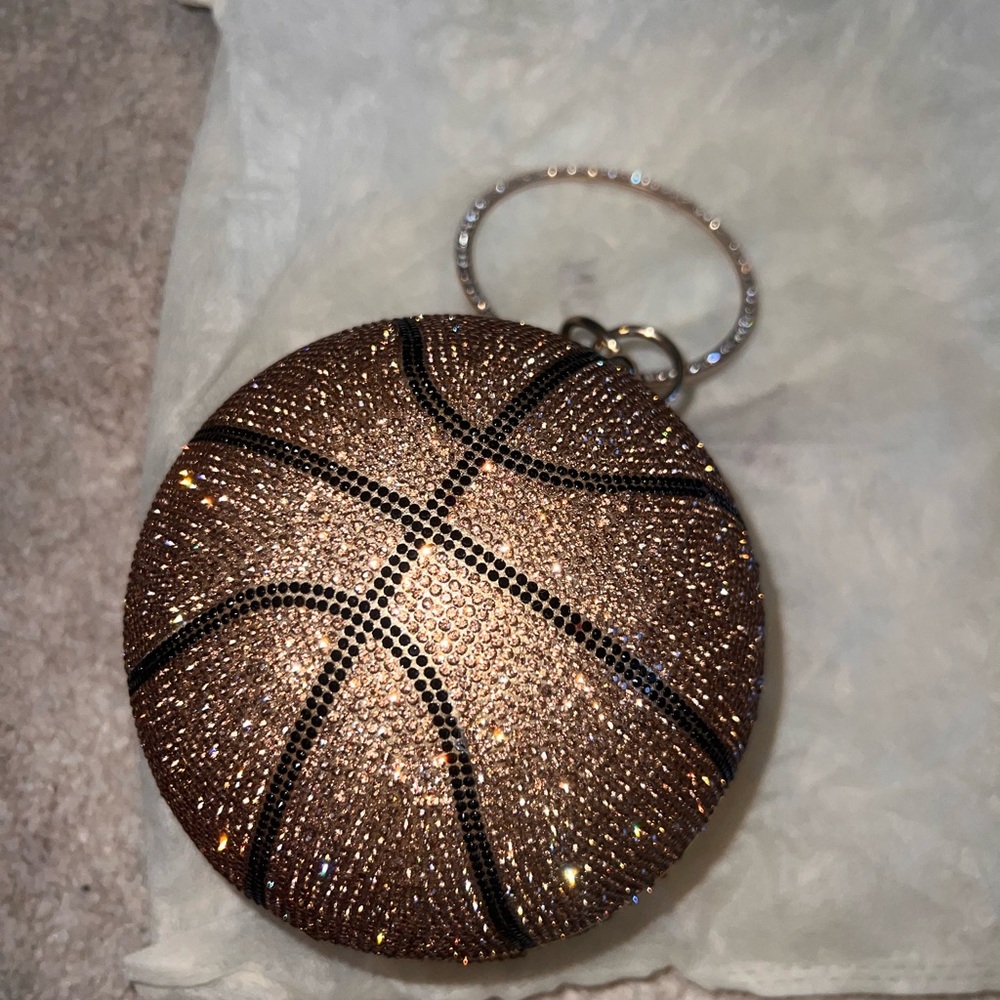 J Brand Gold Rhinestone Basketball Bag/ clutch